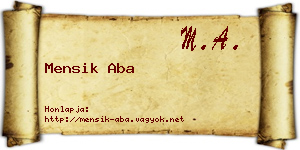 Mensik Aba névjegykártya
